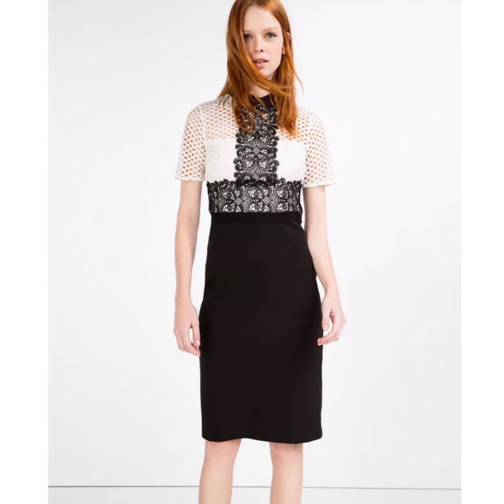 Zara Black and White Lace Dress